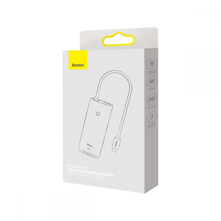 UTGATT1 Baseus Lite Series 6-Port USB-C Hub Adapter - Svart