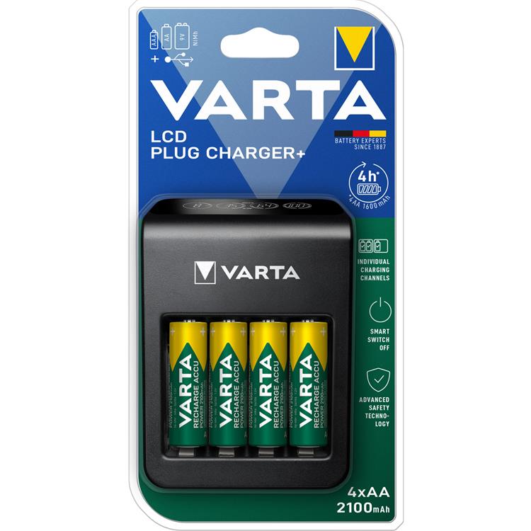 VARTA Varta LCD Plug Carger + AA/AAA/9V + USB inkl 4xAA