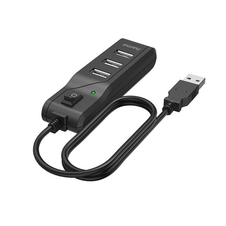 Hama Hama Hub USB-A 2.0 Switch 4x Portar 480 Mbit/s - Svart