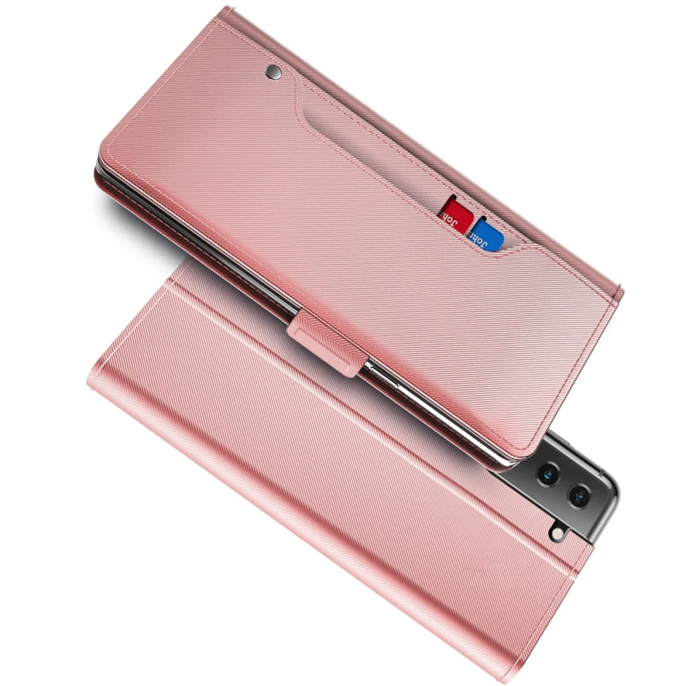 OEM Plånboksfodral med Spegel Galaxy S21 Plus - Roséguld