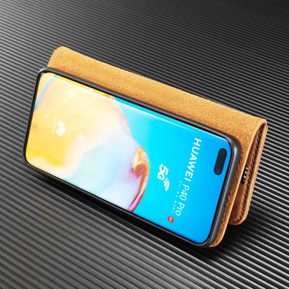 DG.MING DG.MING Äkta Läder Plånboksfodral Huawei P40 Pro - Brun