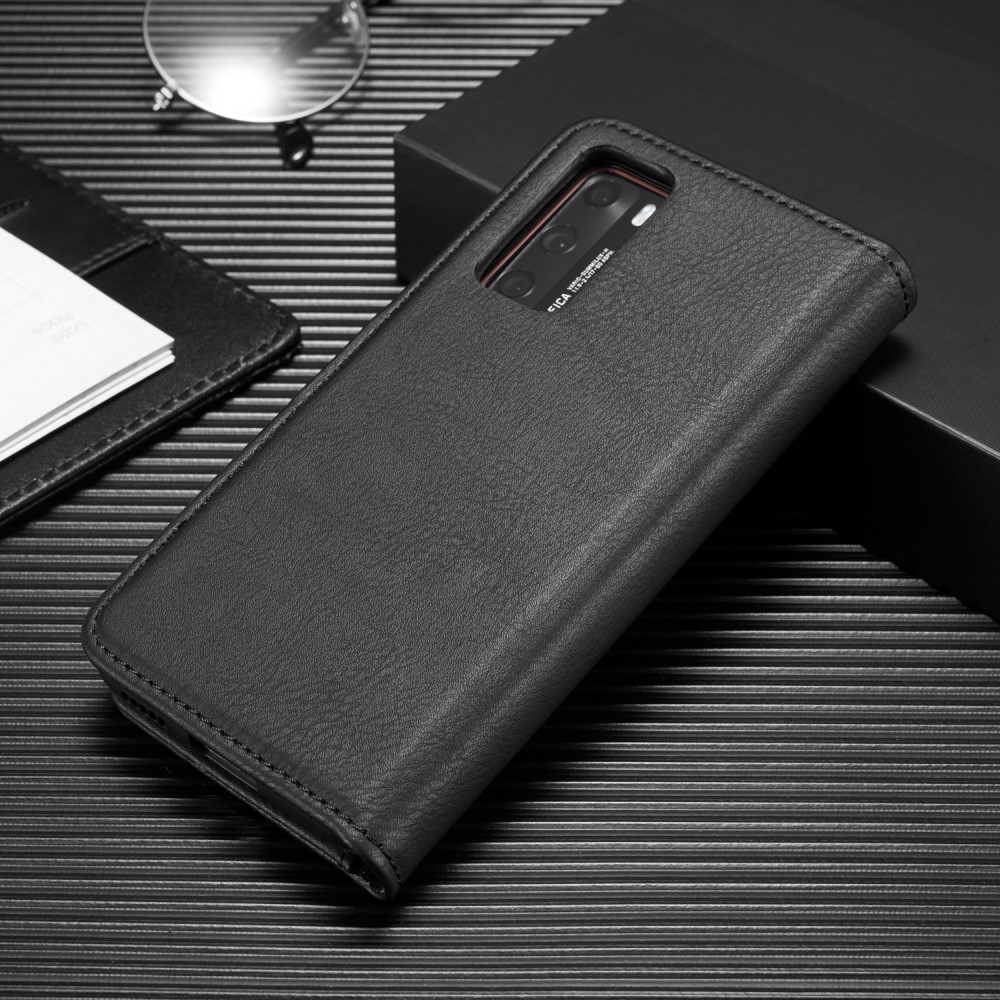 DG.MING DG.MING Äkta Läder Plånboksfodral Huawei P40 - Svart