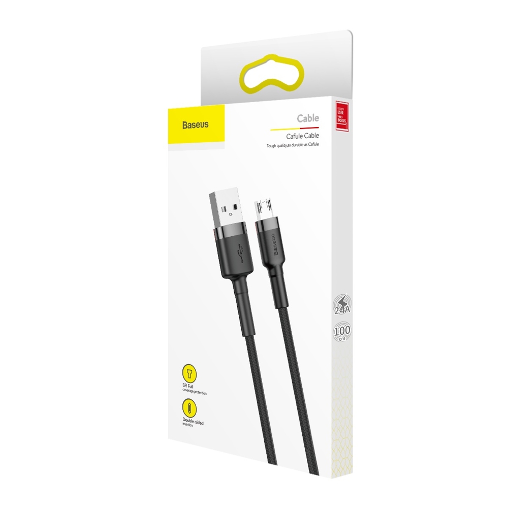 BASEUS BASEUS Cafule USB-A till microUSB Kabel QC3.0 2.4A 1M svart-grå