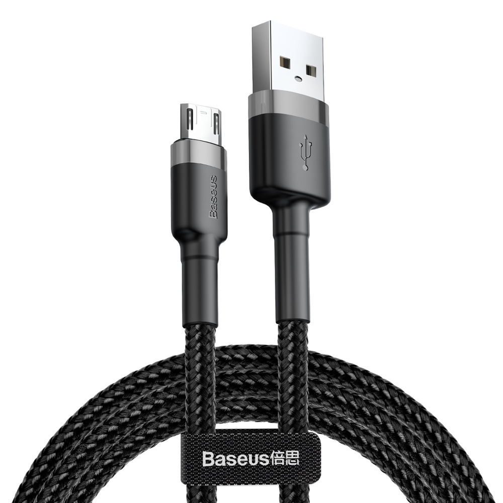BASEUS BASEUS Cafule USB-A till microUSB Kabel QC3.0 2.4A 1M svart-grå