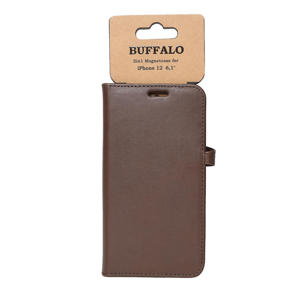 BUFFALO BUFFALO äkta läder Plånboksfodral tilliPhone 12 & 12 Pro - Brun
