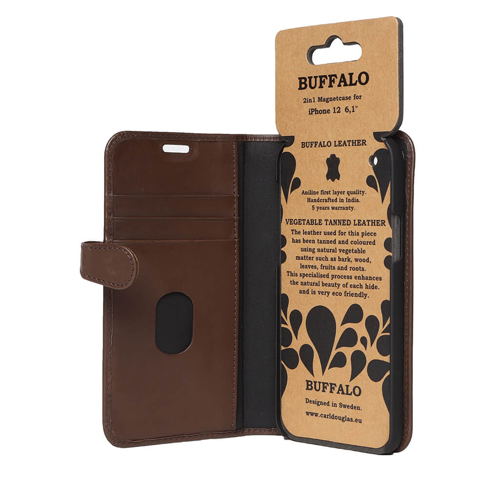 BUFFALO BUFFALO äkta läder Plånboksfodral tilliPhone 12 & 12 Pro - Brun