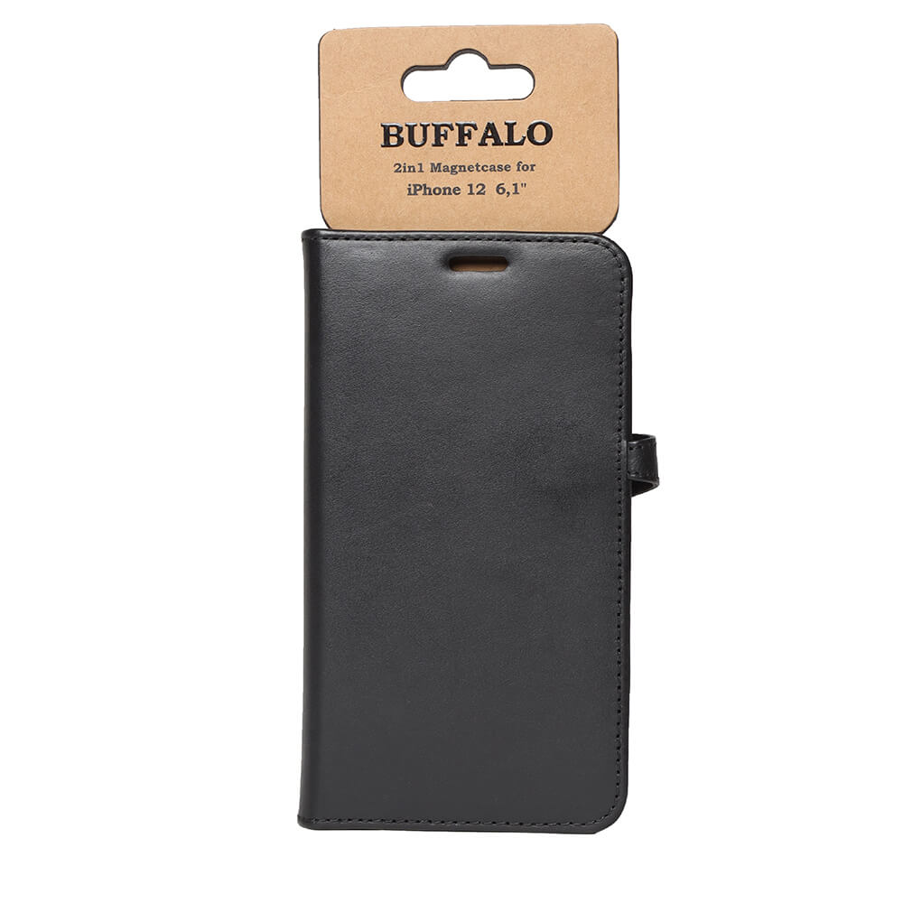 BUFFALO BUFFALO äkta läder Plånboksfodral tilliPhone 12 & 12 Pro - Svart