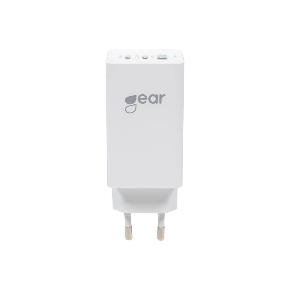 GEAR GEAR - Laddare GAN 220V 2xUSB-C Plus 1xUSB-A 65W - Vit