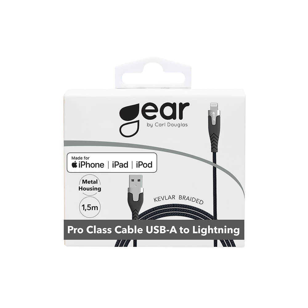 GEAR GEAR LaddPRO USB-A till Lightning kabel C89 1.5m Svart