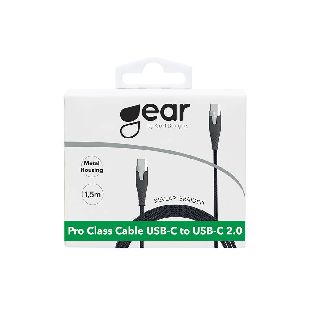GEAR GEAR PRO USB-C till USB-C kabel 2.0 1.5m Svart