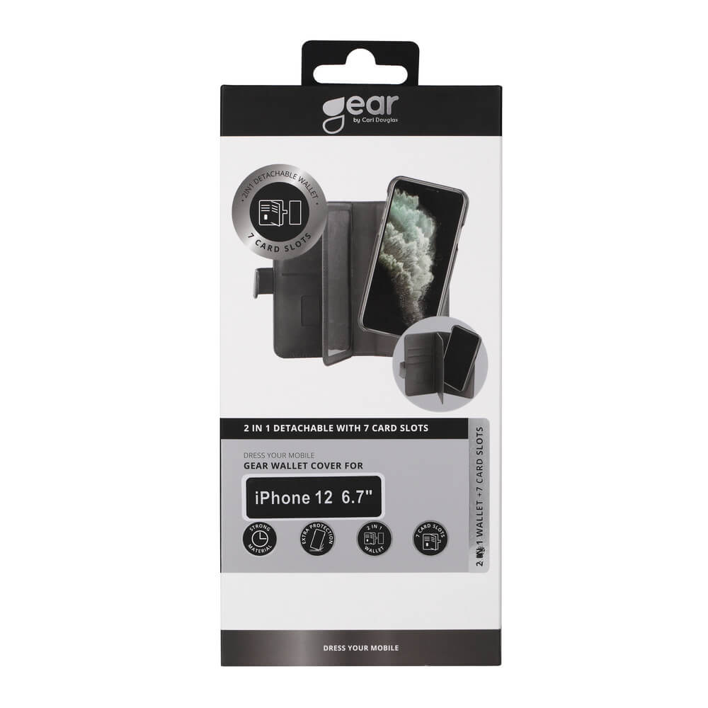GEAR GEAR Mobilfodral Svart 7 Kortfack iPhone 12 Pro Max 2in1