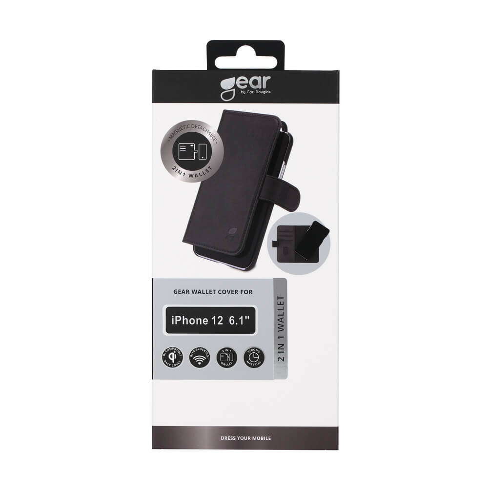 GEAR GEAR MobilPlånboksfodral Svart iPhone 12 & 12 Pro 2in1 Magnetskal