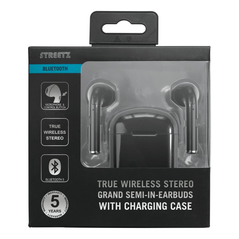 UTGATT1 Streetz TWS-0007 True Wireless Grand semi-in-ear, fodral, Blk