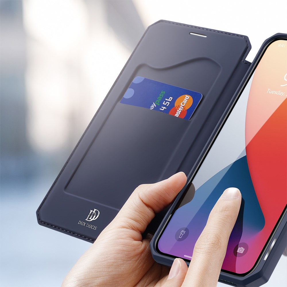 Dux Ducis Dux Ducis Auto-absorbed Läder Plånboksfodral iPhone 12 Pro Max - Blå