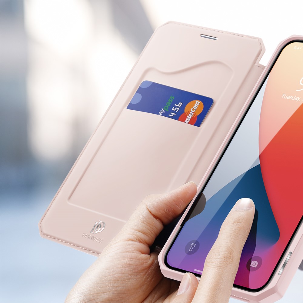 Dux Ducis Dux Ducis Auto-absorbed Läder Plånboksfodral iPhone 12 Pro Max - Rose Gold