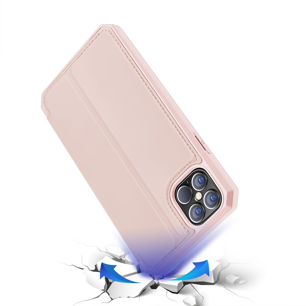 Dux Ducis Dux Ducis Auto-absorbed Läder Plånboksfodral iPhone 12 Pro Max - Rose Gold