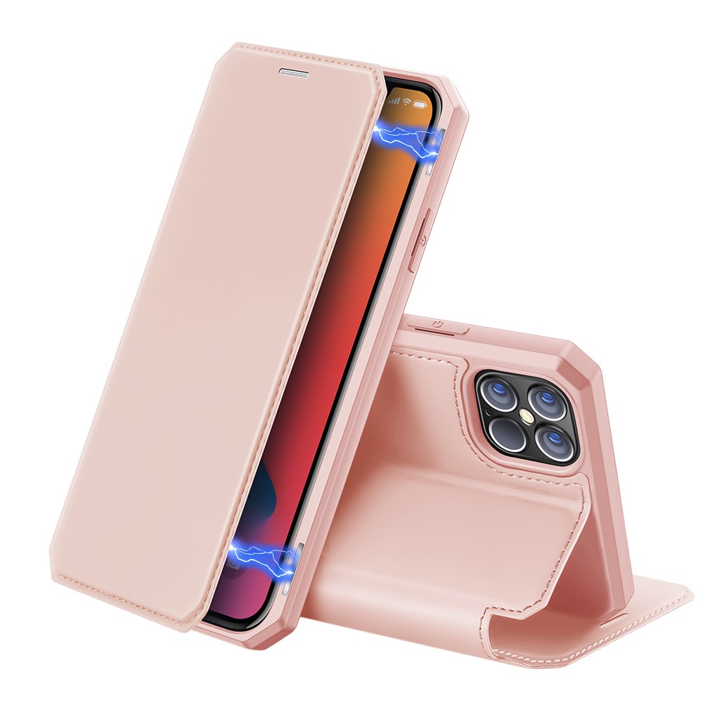 Dux Ducis Dux Ducis Auto-absorbed Läder Plånboksfodral iPhone 12 Pro Max - Rose Gold