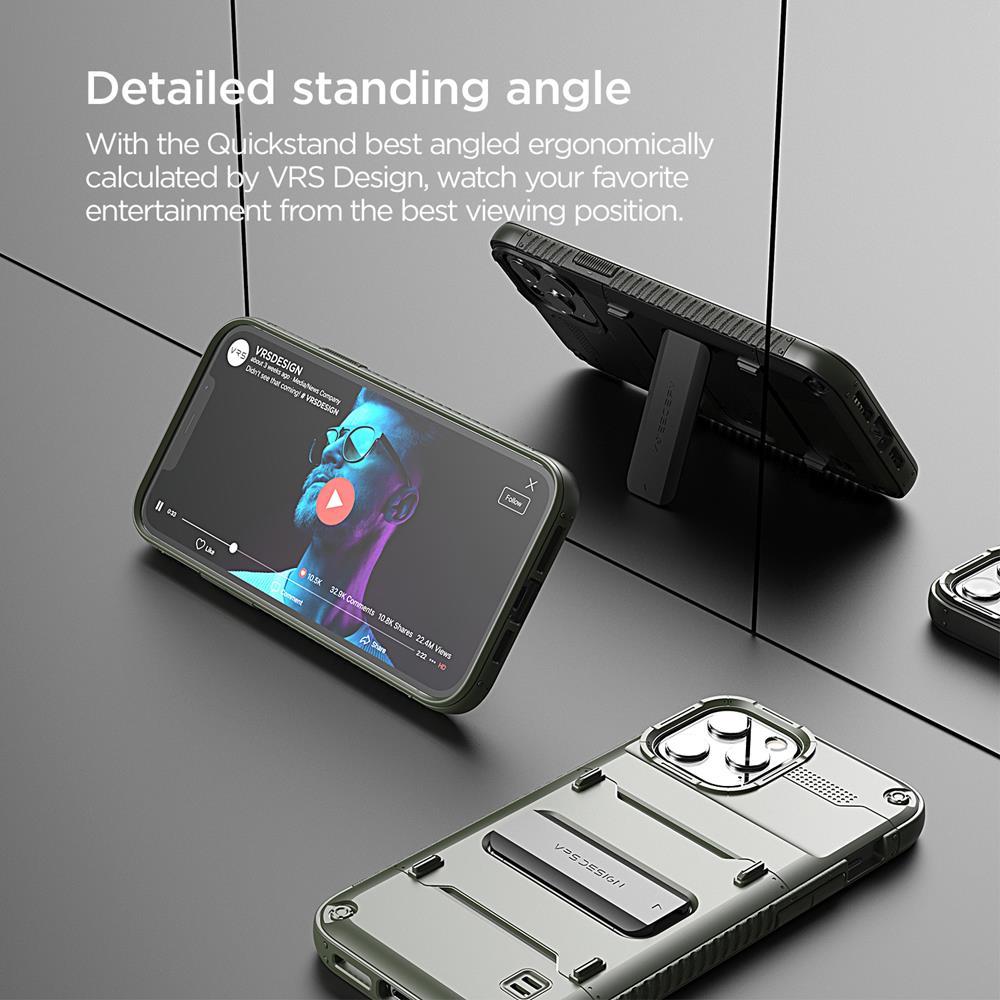 VERUS VRS DESIGN Damda QuickStand Skal iPhone 12 & 12 Pro - Grön