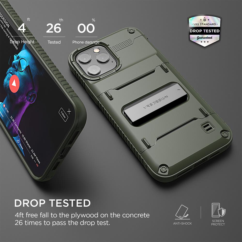 VERUS VRS DESIGN Damda QuickStand iPhone 12 Pro Max Skal - Grön