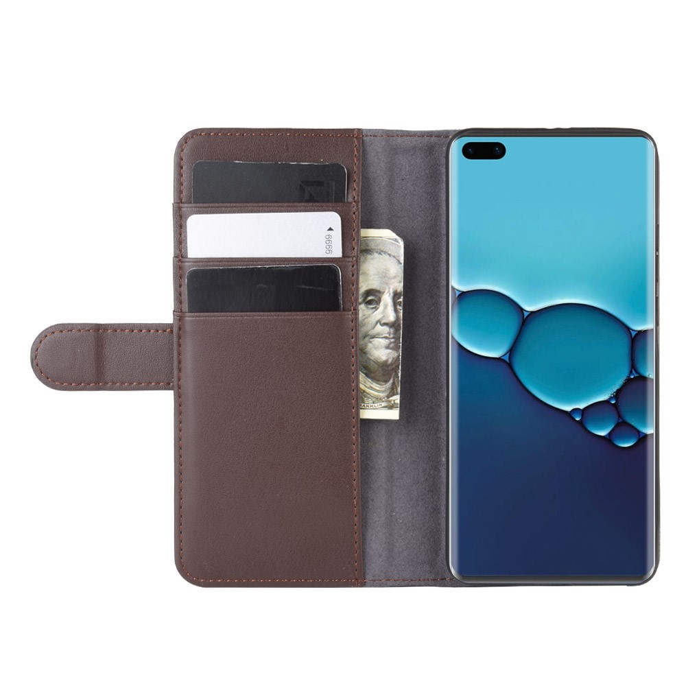 OEM Äkta Läder Plånboksfodral till Huawei P40 - Brun