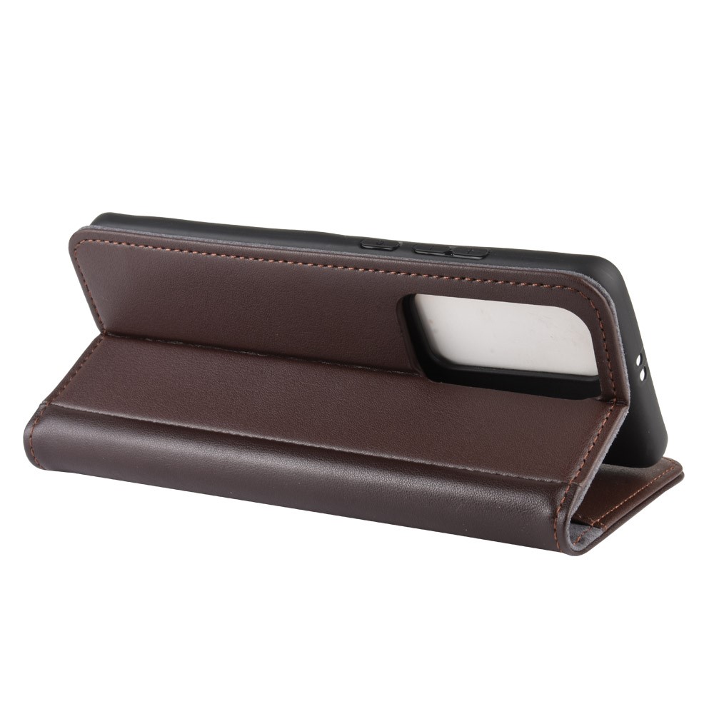 OEM Äkta Läder Plånboksfodral till Huawei P40 - Brun