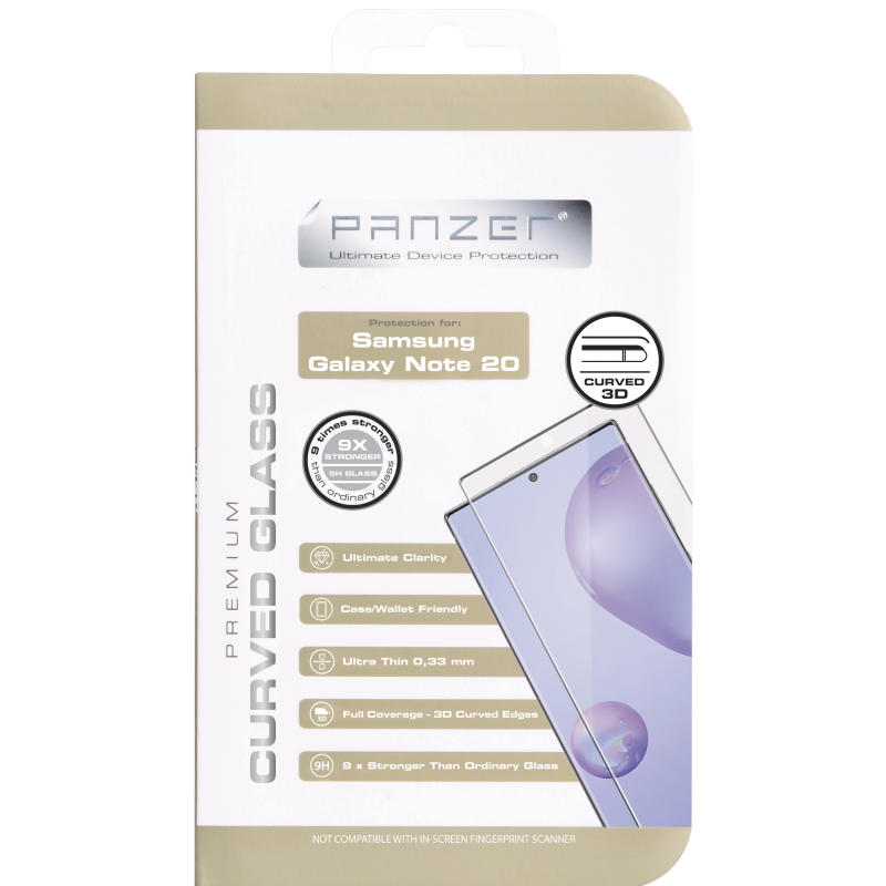 UTGATT1 Panzer - Curved Glass Samsung Galaxy Note 20 - Svart
