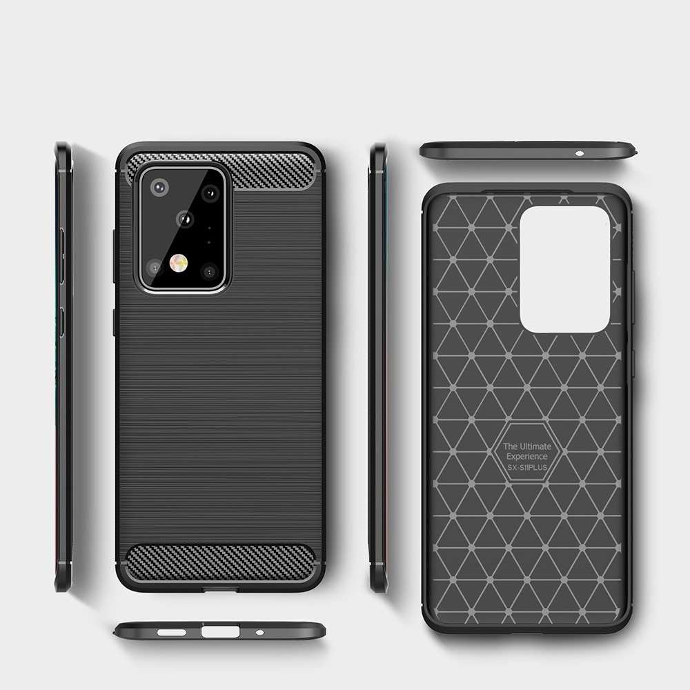 OEM Carbon Fiber Brushed Skal för Galaxy S20 Ultra - Svart