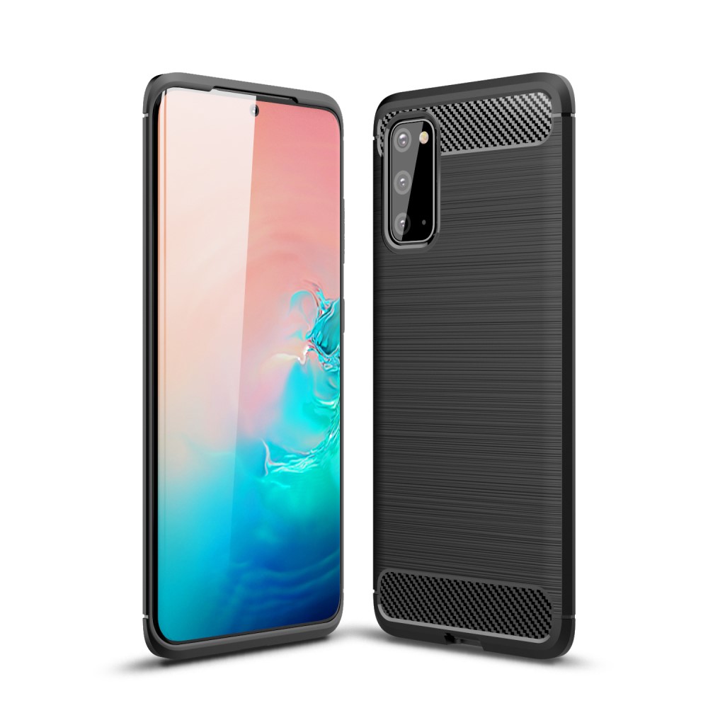 OEM Carbon Fiber Brushed Skal för Galaxy S20 Plus - Svart