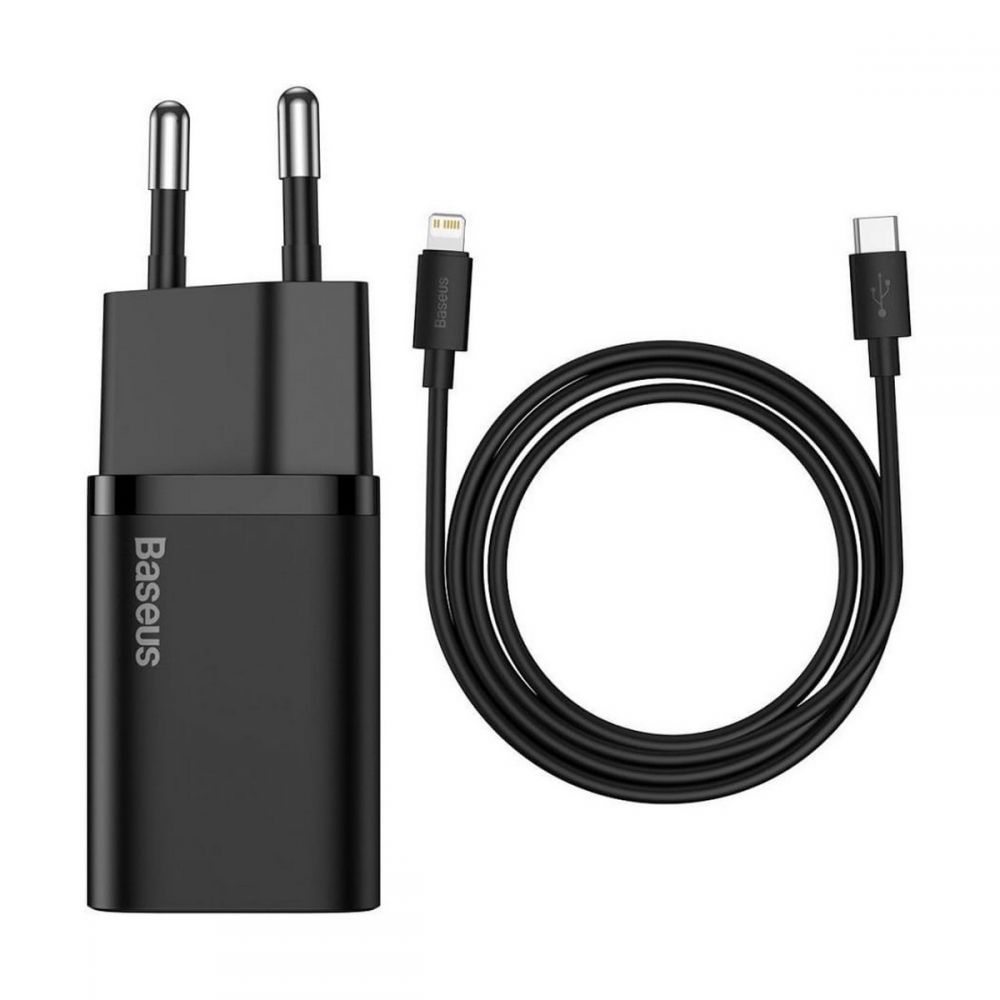 BASEUS Baseus Super snabbladdare 20W + Lightning Kabel - Svart