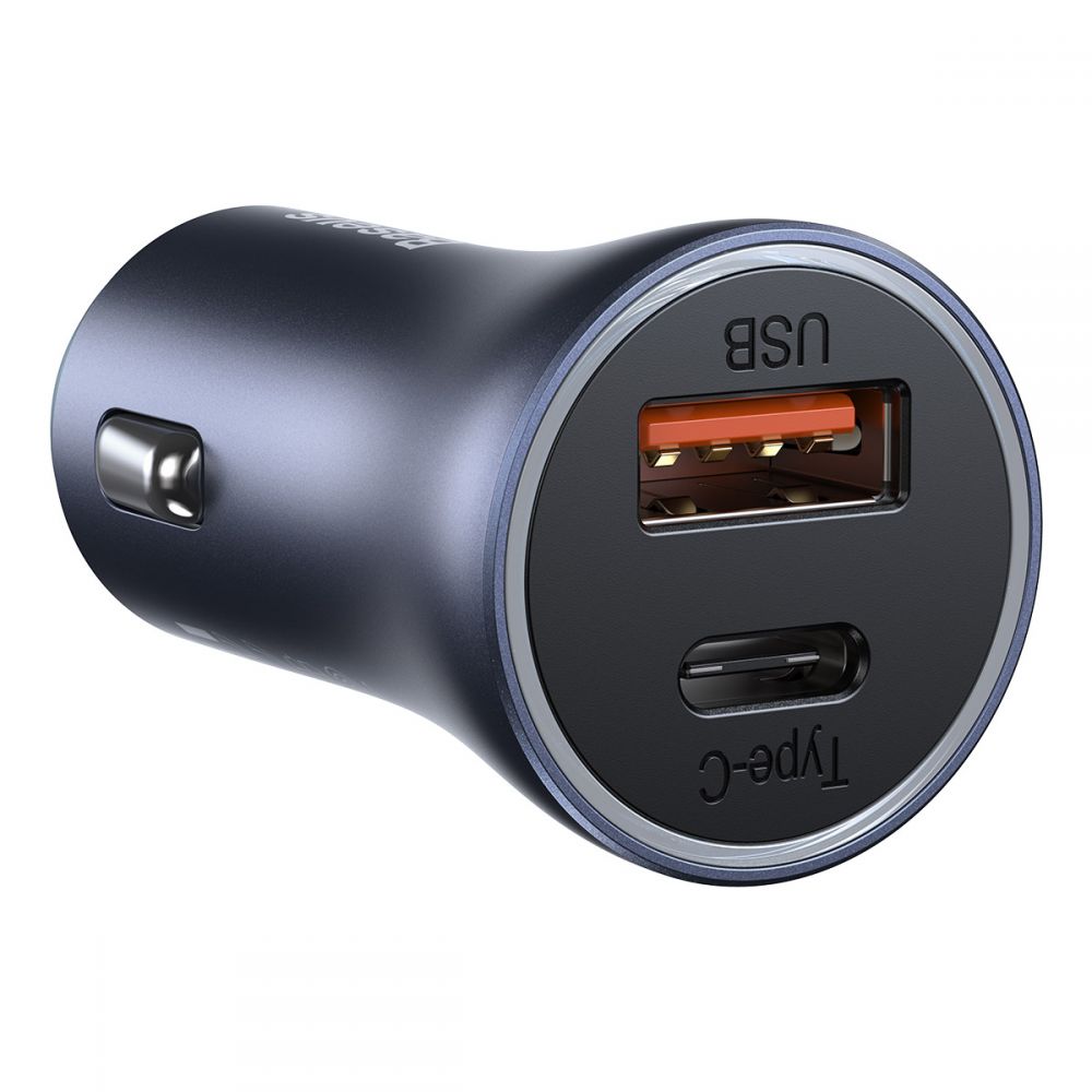 BASEUS Baseus Golden 2-Port Bil Laddare Usb & USB-C 40w - Grå