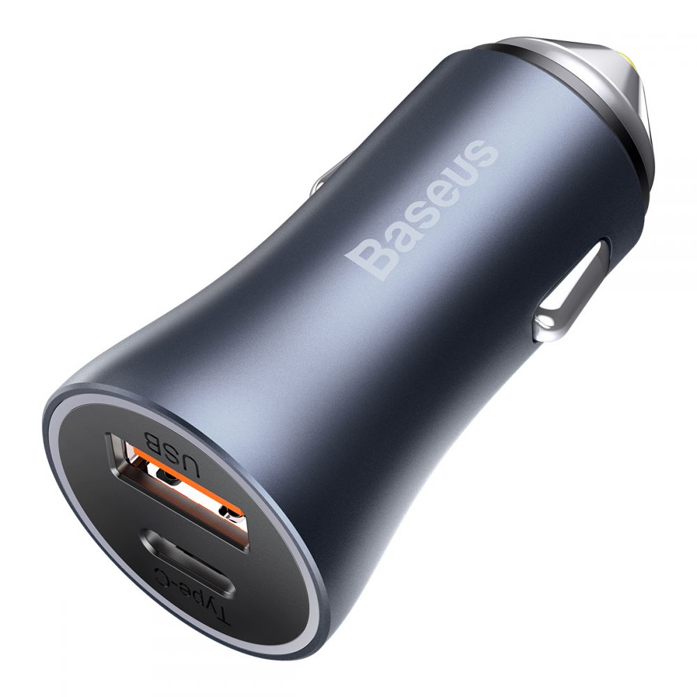 BASEUS Baseus Golden 2-Port Bil Laddare Usb & USB-C 40w - Grå