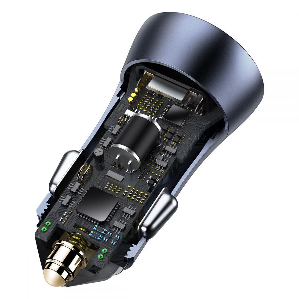 BASEUS Baseus Golden 2-Port Bil Laddare Usb & USB-C 40w - Grå