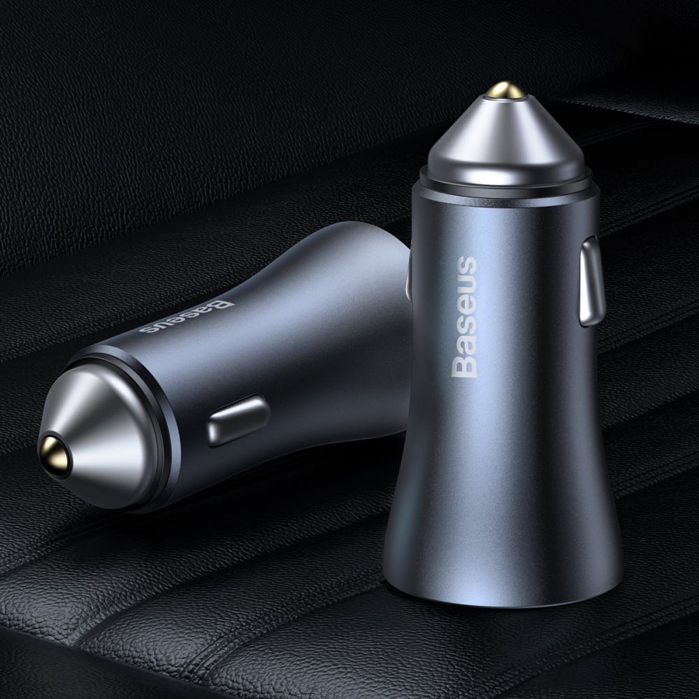 BASEUS Baseus Golden 2-Port Bil Laddare Usb & USB-C 40w - Grå