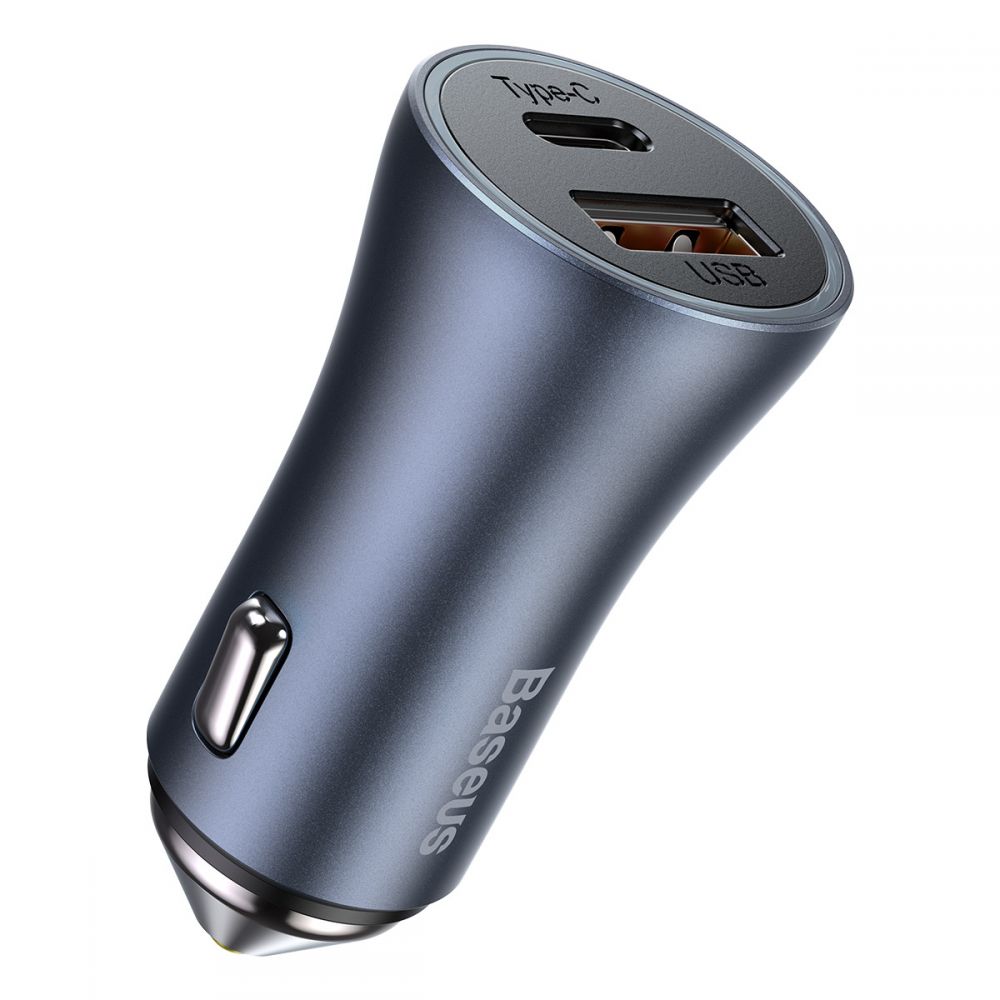 BASEUS Baseus Golden 2-Port Bil Laddare Usb & USB-C 40w - Grå