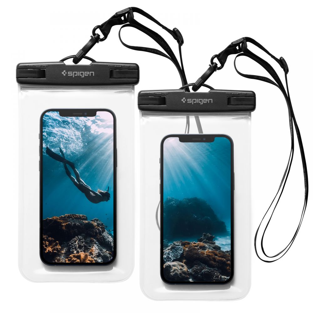 Spigen Spigen 2-Pack Universala Vattentät Mobilväskor A601 - Crystal Clear