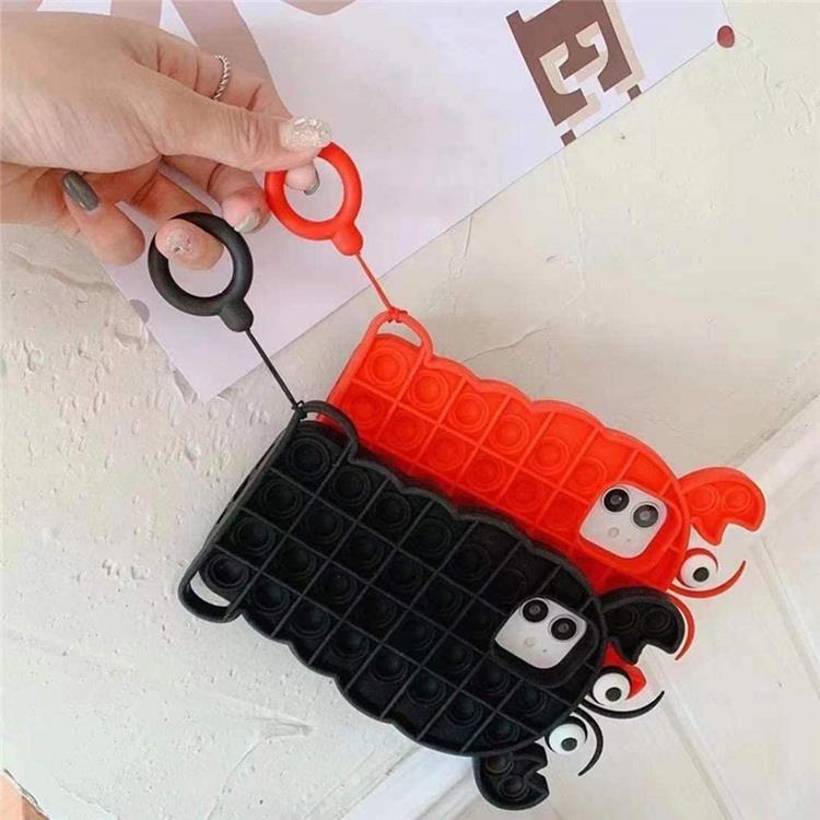 Fidget Toys Crab Pop it Fidget Skal till iPhone 11 - Röd