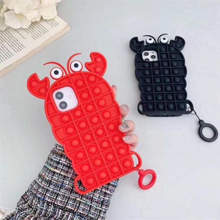 Fidget Toys Crab Pop it Fidget Skal till iPhone 11 - Röd