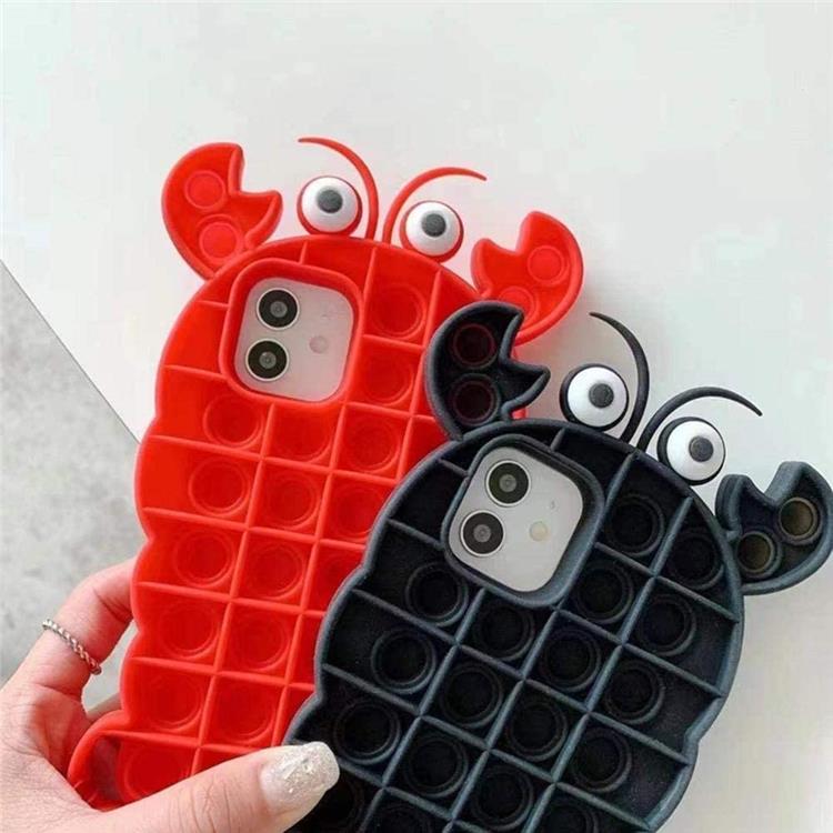 Fidget Toys Crab Pop it Fidget Skal till iPhone 11 - Röd