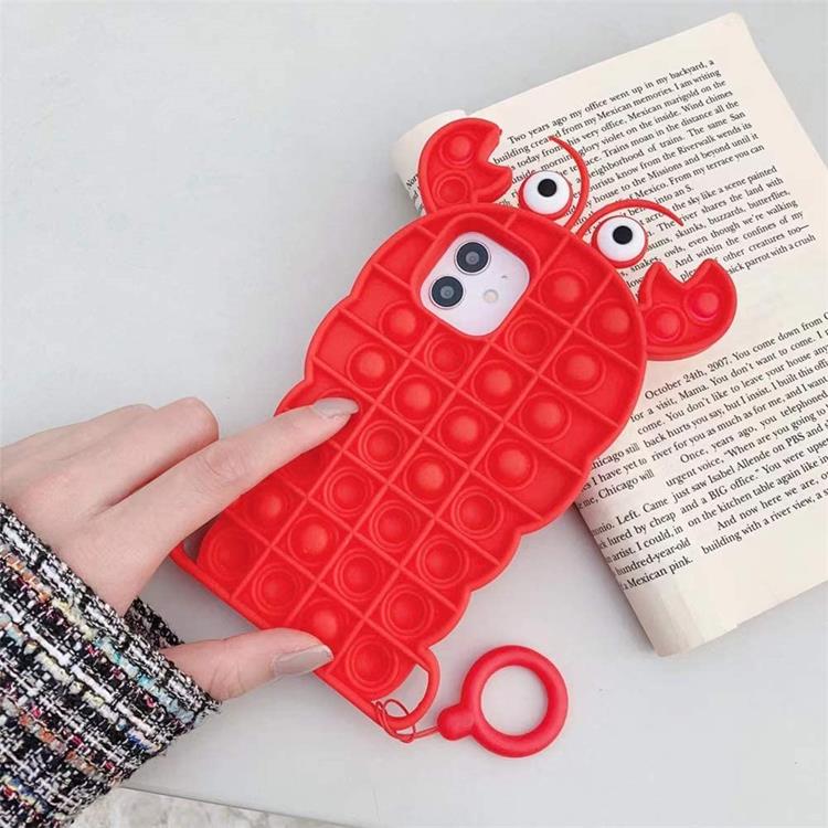 Fidget Toys Crab Pop it Fidget Skal till iPhone 11 - Röd