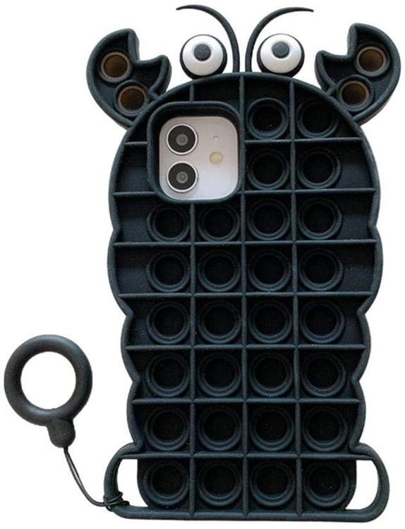 Fidget Toys Crab Pop it Fidget Skal till iPhone 11 - Svart