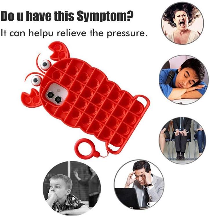 Fidget Toys Crab Pop it Fidget Skal till iPhone 11 - Röd