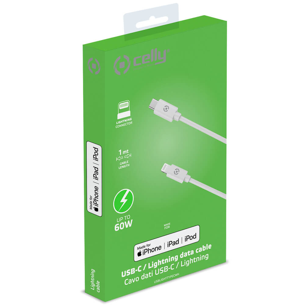 Celly Celly USB-C - Lightning-kabel 60W 1m