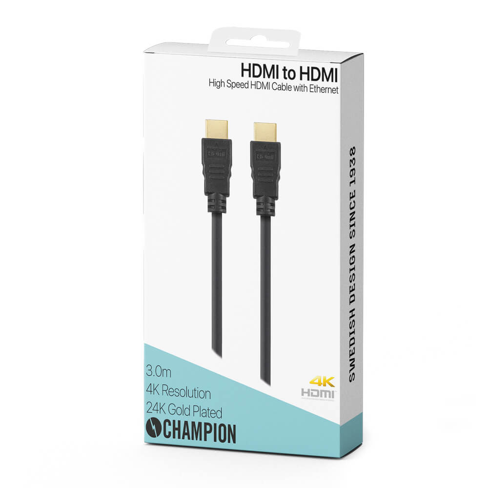 Champion Champion HDMI-kabel Ha-Ha Svart 3.0m