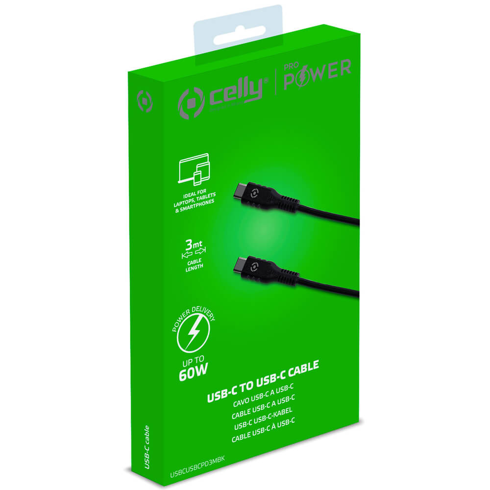 Celly Celly USB-C till USB-C Kabel 60W 3m