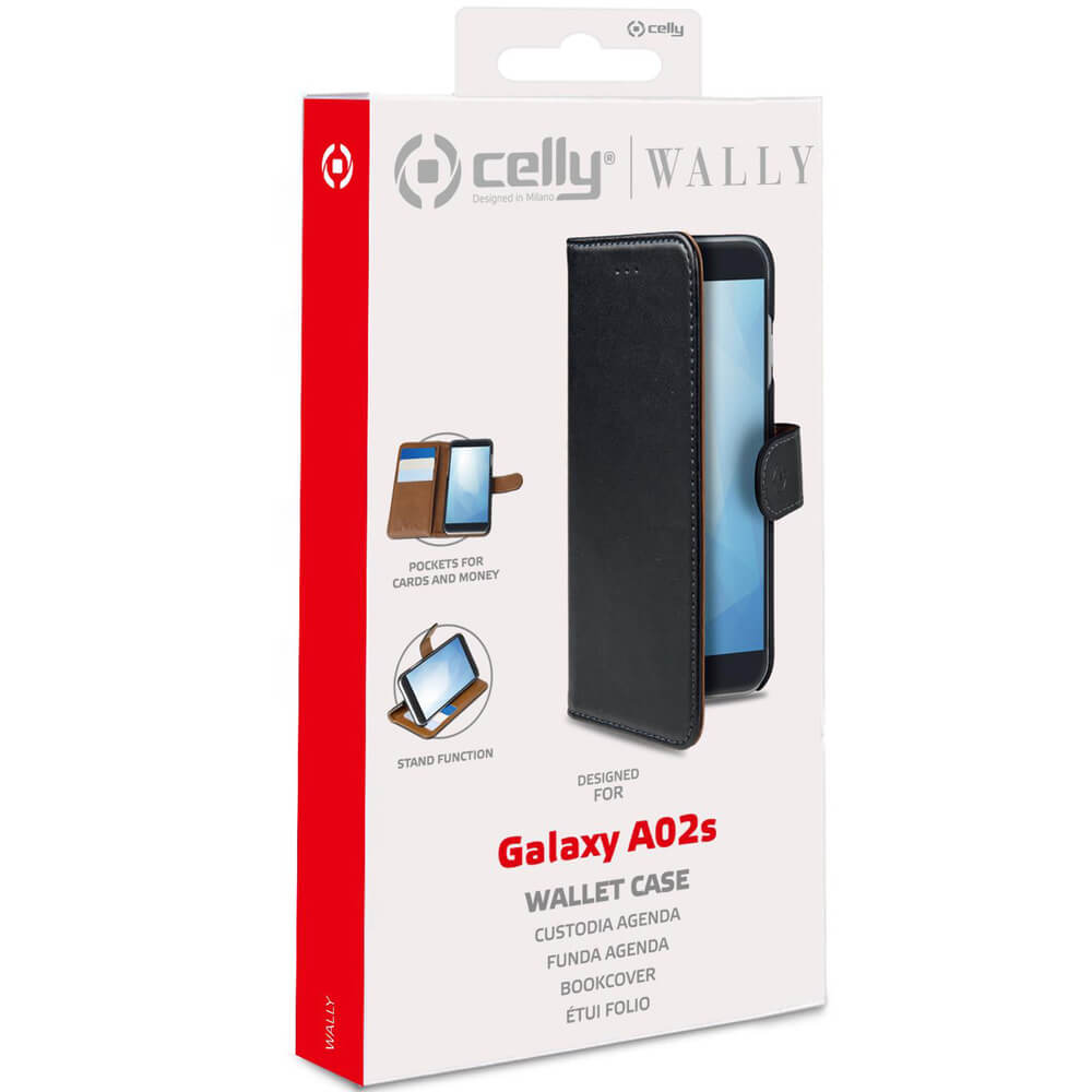 Celly Wallet Case Galaxy A02s Svart