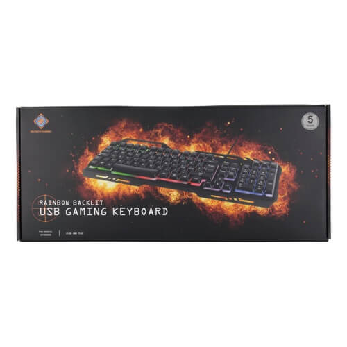 UTGATT1 Deltaco Tangentbord, RGB belysning, metal ramm, USB, svart