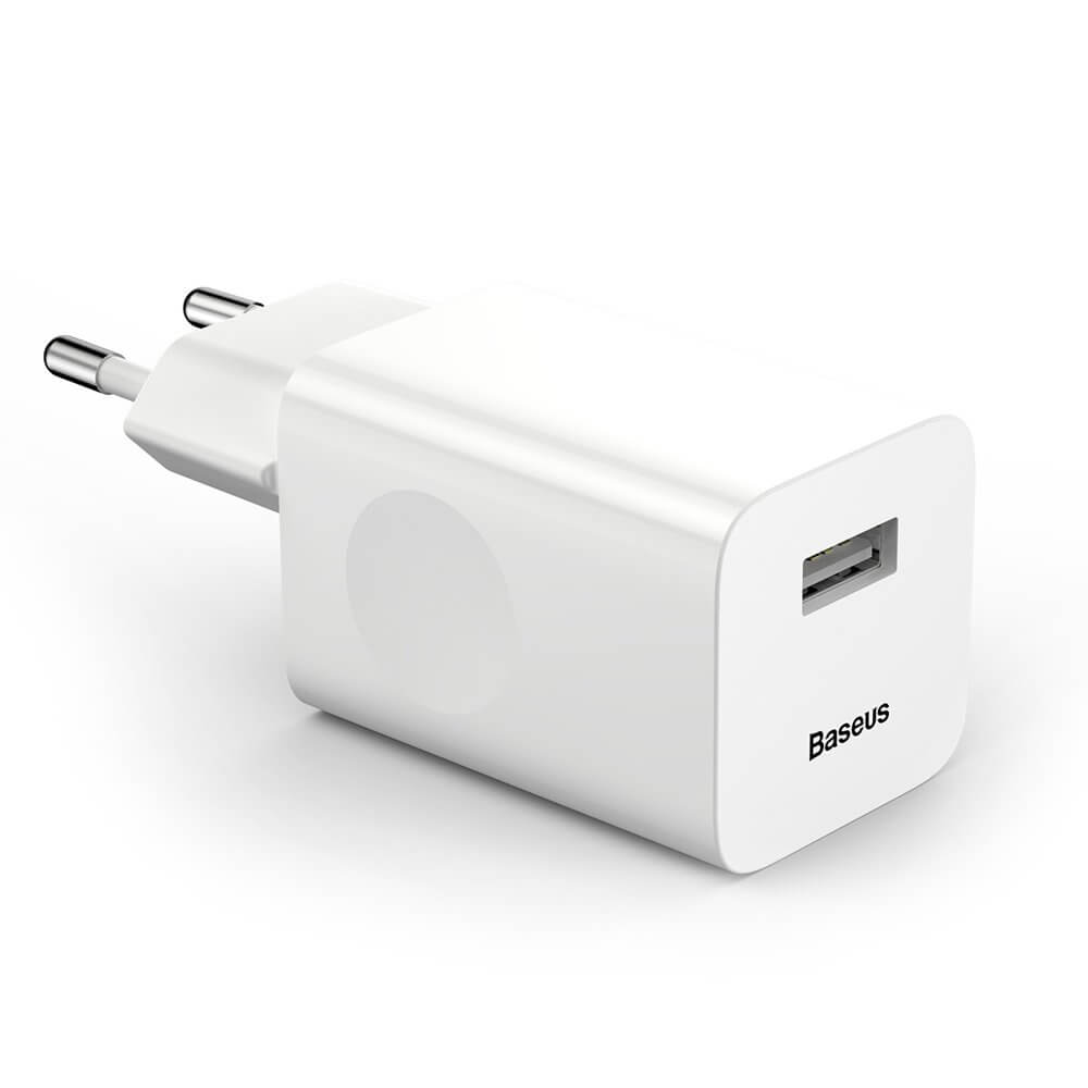 BASEUS Baseus Adapter Väggladdare USB snabb laddning 3.0 QC 3.0 Vit