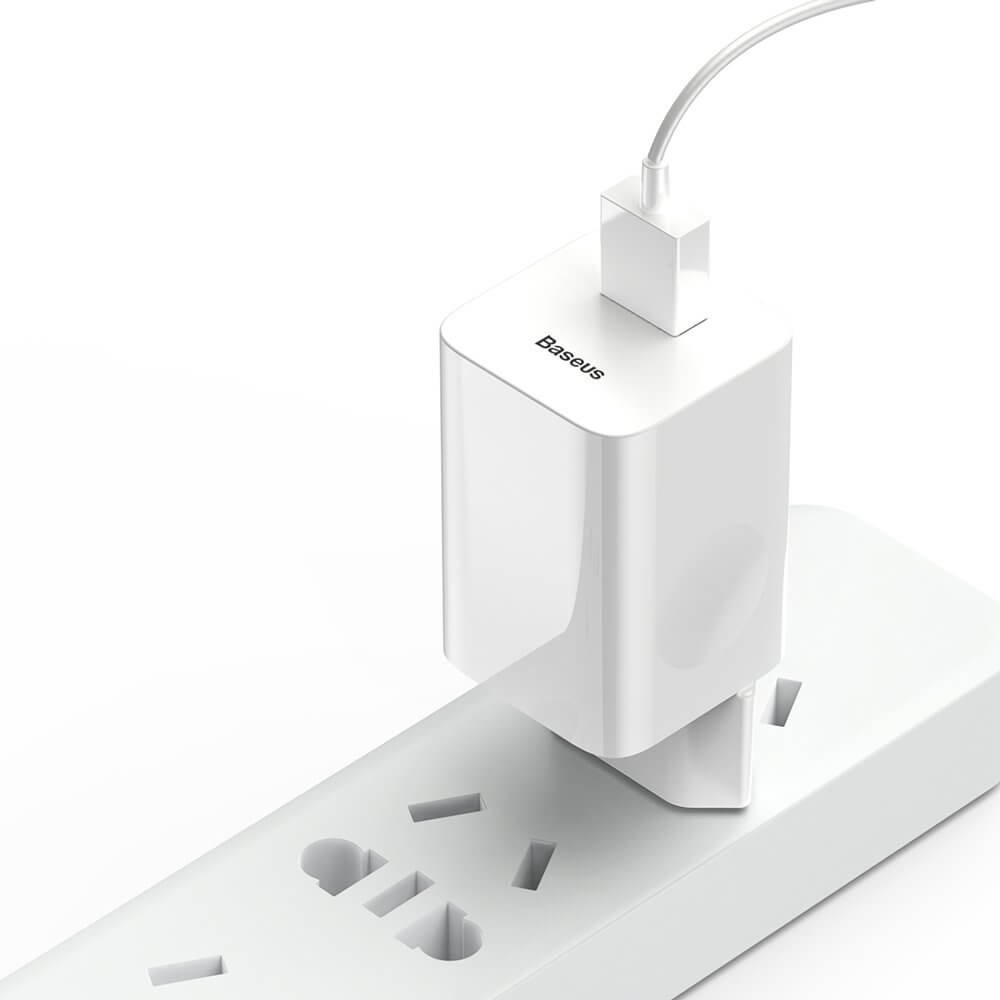 BASEUS Baseus Adapter Väggladdare USB snabb laddning 3.0 QC 3.0 Vit