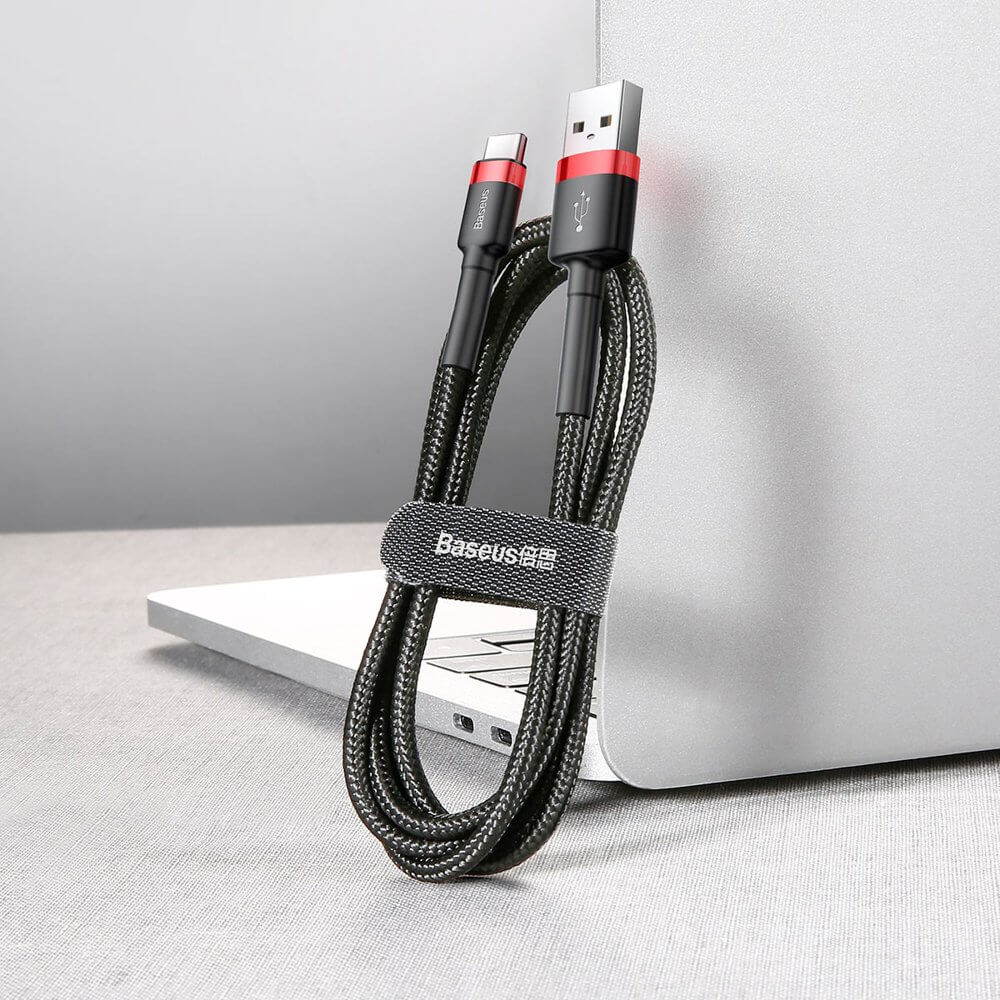 BASEUS Baseus Cafule USB-C till USB-A kabel QC 3.0 2A 3m Svart-Röd