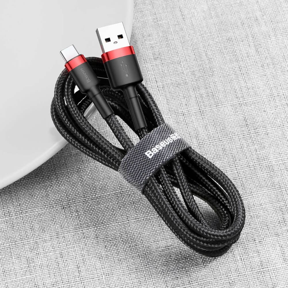 BASEUS Baseus Cafule USB-C till USB-A kabel QC 3.0 3A 0.5M Svart-Röd